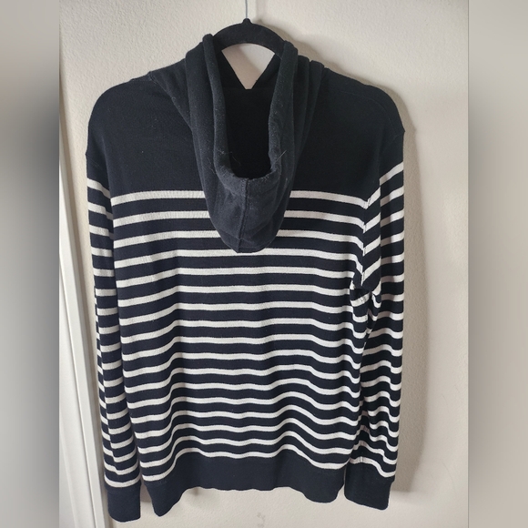 POLO RALPH LAUREN Crew neck Hoodie Medium Black White Stripped - Picture 5 of 7